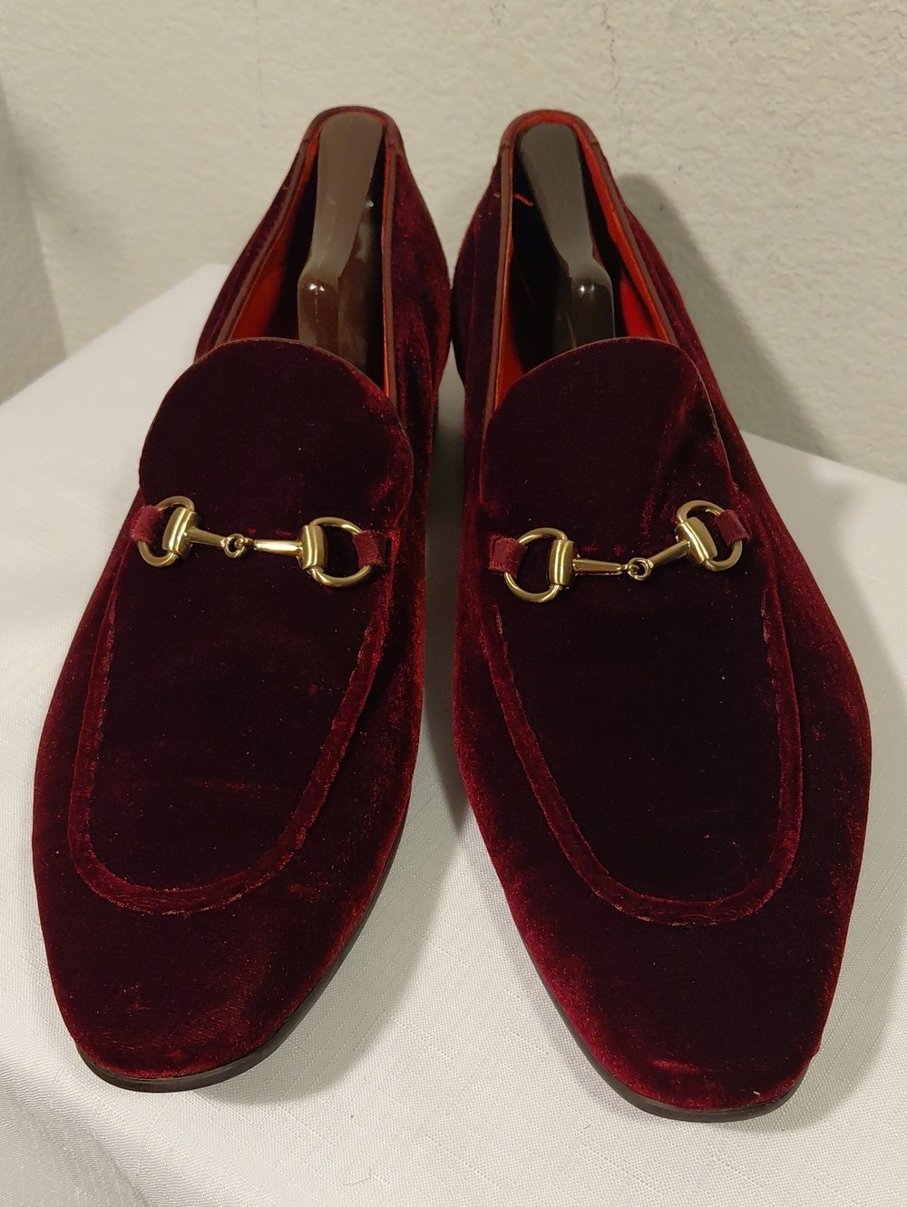 Carrucci Men's Velvet Horsebit Loafers in Deep Burgundy